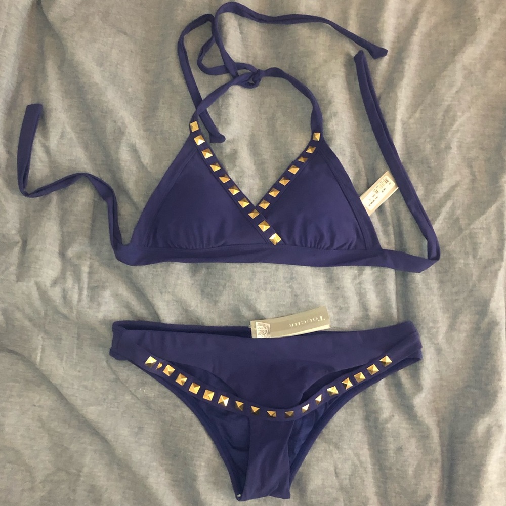 NWT Touche Purple Stud Bikini Set S